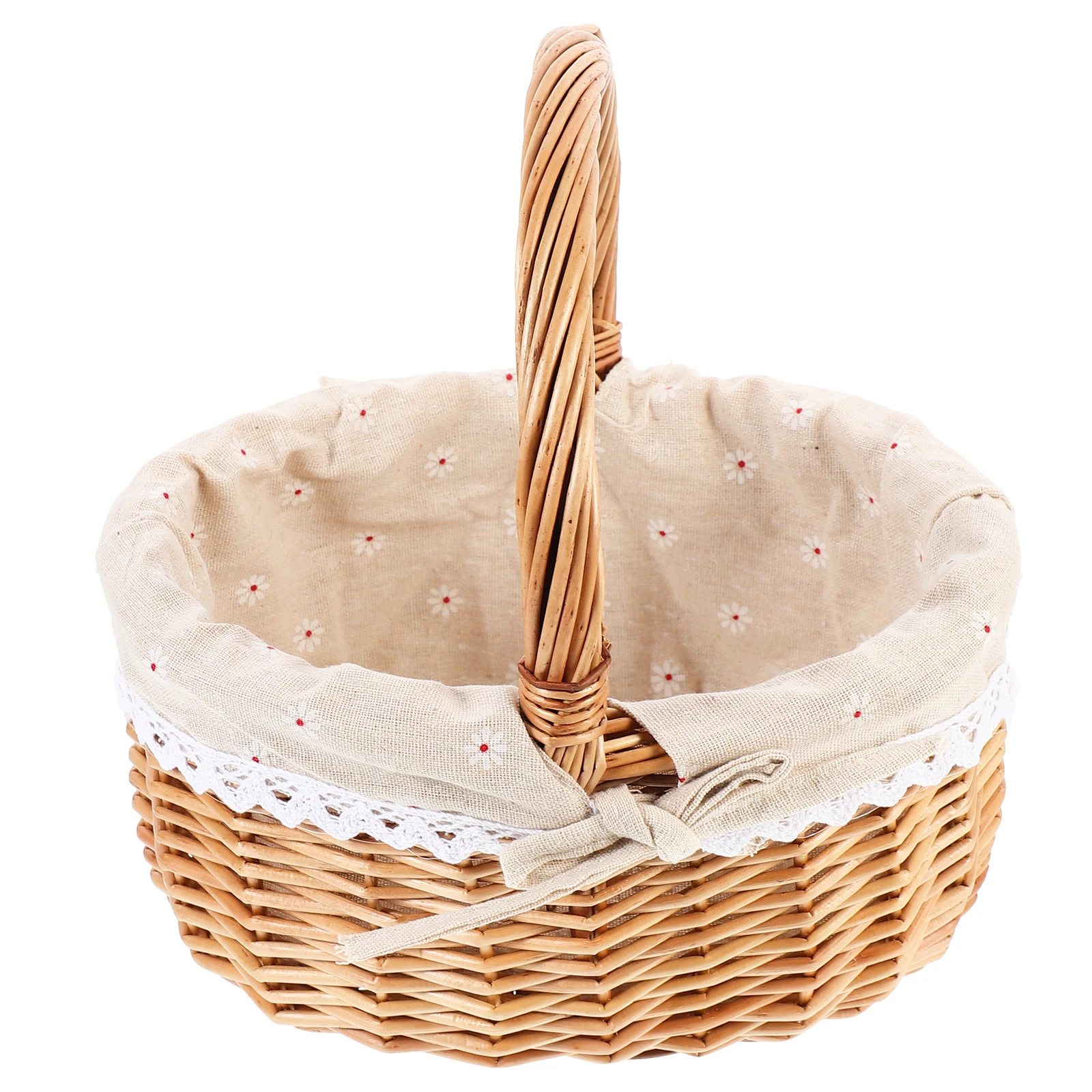 

Storage Basket Bin Outdoor Baskets for Picnic Handheld Hand-woven Linen Cloth Handmade Weaving Manual