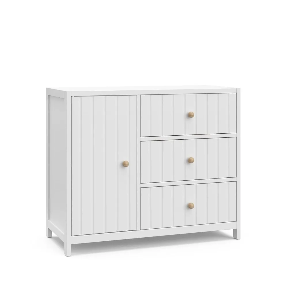 Drawer Combo Dresser (White) , Interlocking Drawer System, Pre-Installed Drawer Tracks for Easier Assembly, Spacious Cabinet