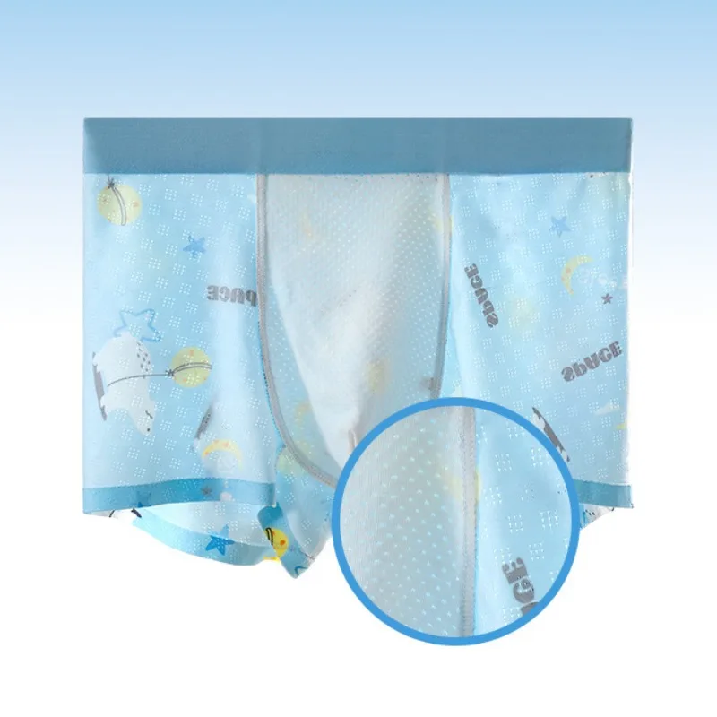 4PCS Kids Boy Thin Breathable Cool Mesh Panties Student Soft Antibacterial Knickers 2+y Young Child Cute Cartoon Print Underwear image 5