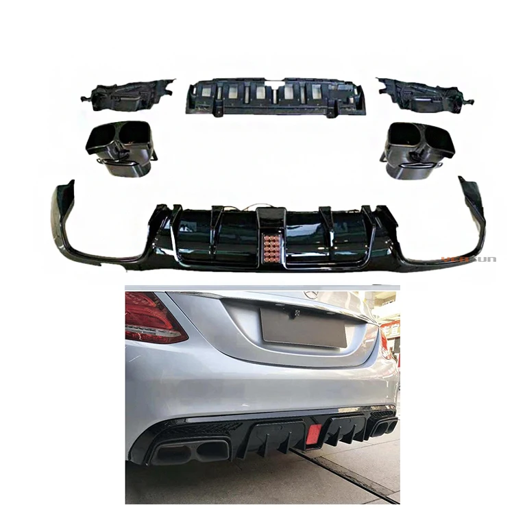 High Quality W205 new rear style diffuser for Mercedes Benz C Class W205 C63 2015 2016 2018 2019