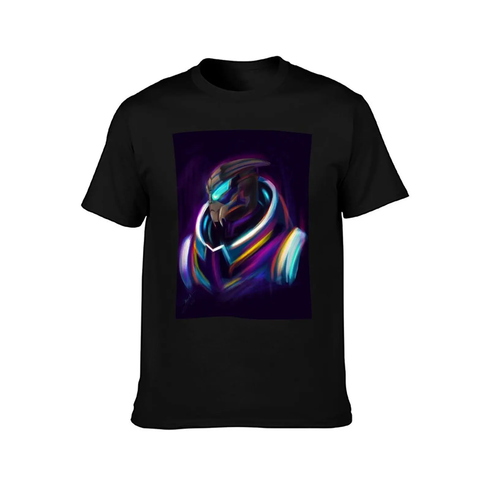NEON Garrus Vakarian Fan Art T-Shirt cotton t shirt man T-Shirt