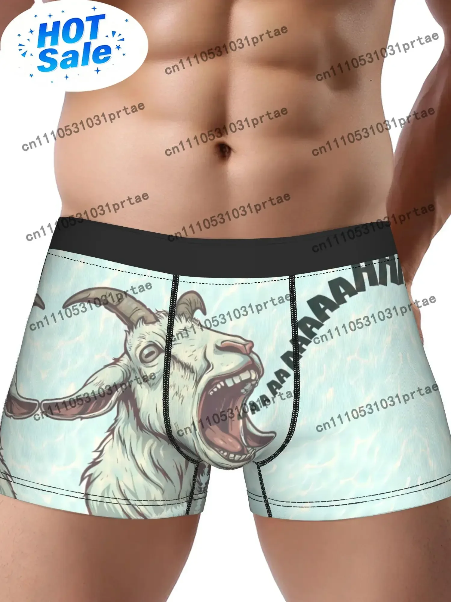 Adorable Shriek Goat Men'S Underwear, Comfortable And Airy Boxer Briefs Featuring a Unique Print bLACK