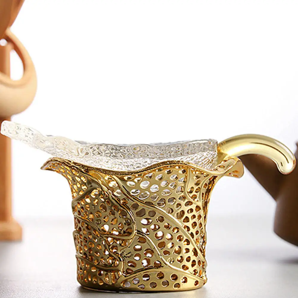 1Set Multi-Function Glass Tea Strainer with Elegant Leaf Shape Metal Filter for Superior Taste Enhancement Portable Tea Residue