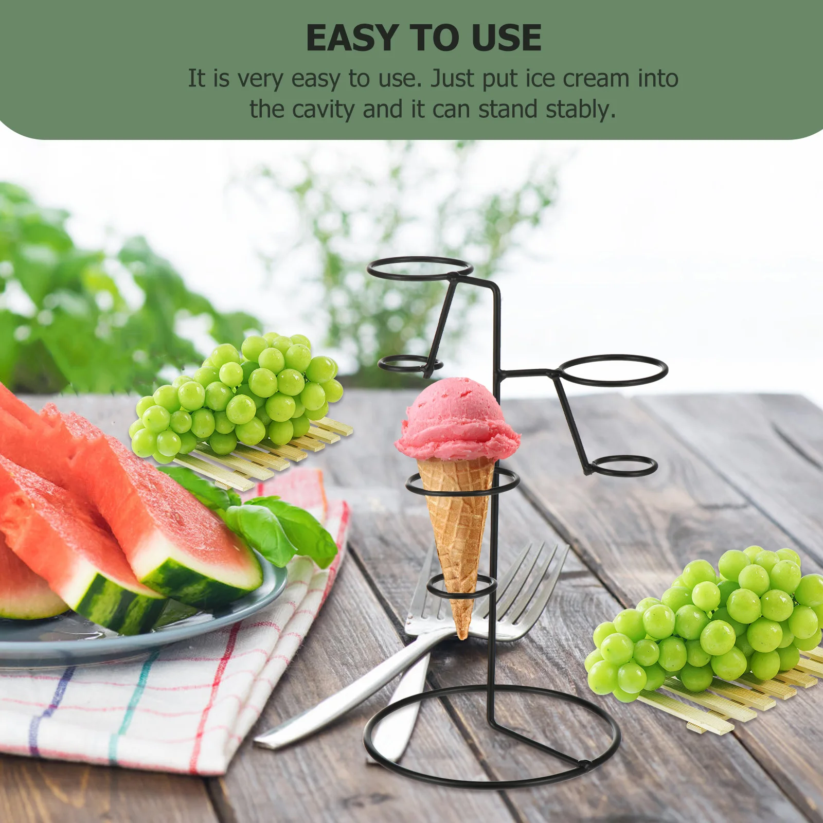 Ice Cream Rack Iron Art Cone Holder Party Stand Simple Ice Cream Display Rack for Food Snacks Iron Art Cone Holder