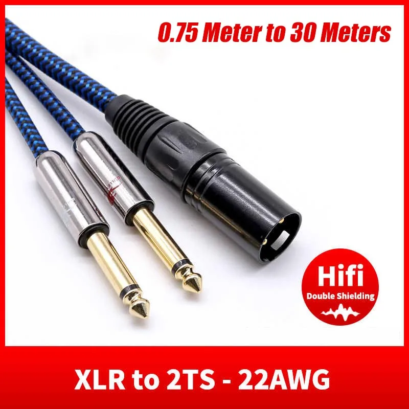 

Premium Audio Cable 3 Pin XLR to Dual 1/4 Inch TS Jack 6.35mm for AMP Mixer Console OFC Shielding TS Cable 0.75-30 Meters