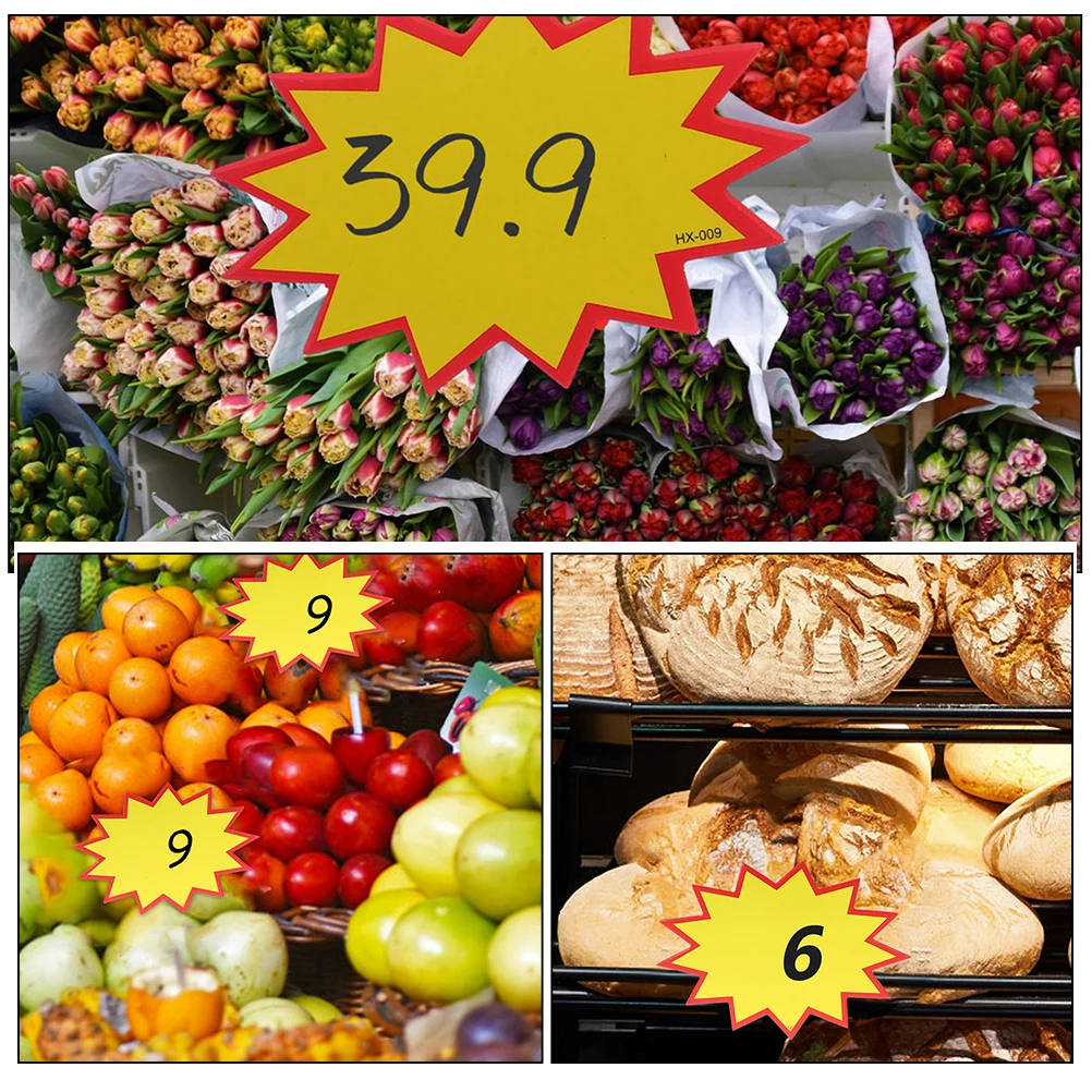 

200 Pcs Price Tag for Sale" Sign Board Clothing Store Large 5 Star Promotions Paper Cards Blank Signs