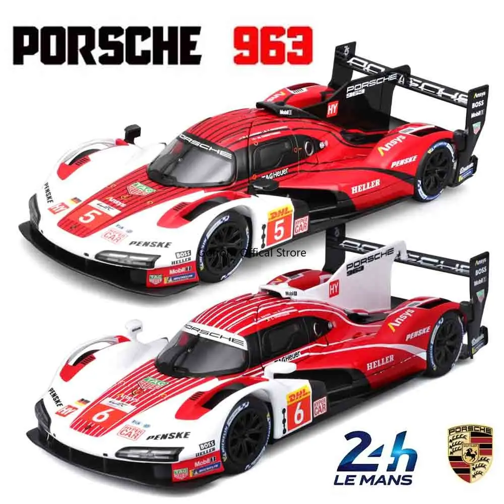 

Bburago 1:24 Porsche 963 24h #5 #6 alloy racing car Alloy Luxury Diecast Car Model Toy Collection Gift Multiple styles