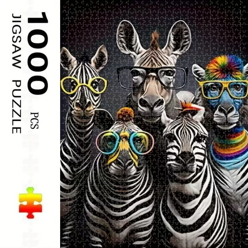 500/1000 pcs for Adults Jigsaw Puzzle Zebra Pattern Challenging Large-Scale Brain Teaser with Complex Patterns