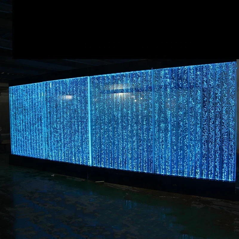 Custom Water Curtain Wall LED Lights Water Wall Bubble Large Acrylic Screen Partition Porch Fish Tank Living Room Aquarium Lamp