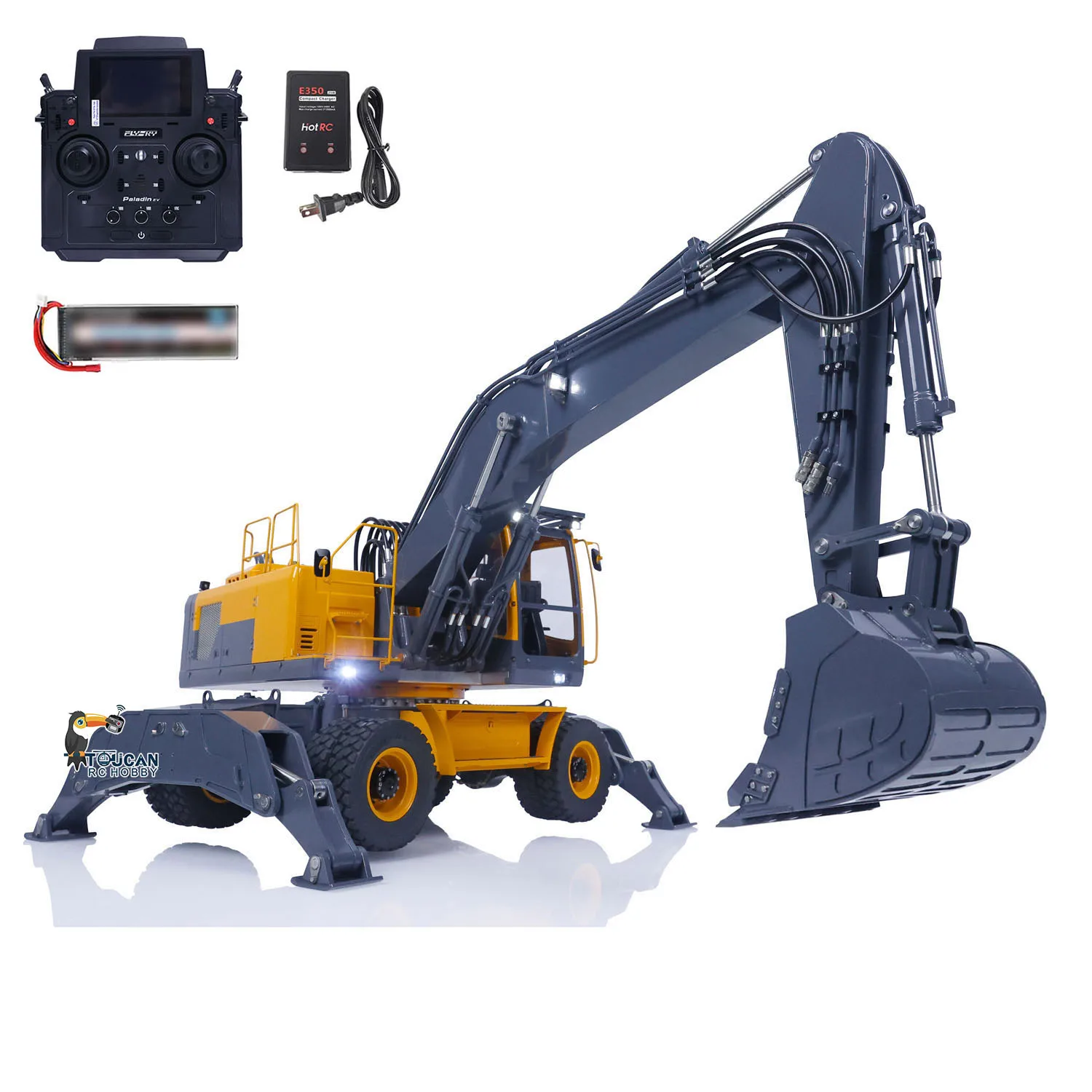 LESU Aoue ET30H 1/14 RC excavadora hidráulica Control remoto Metal con ruedas excavadora sistema de luz ESC RC camión para adultos juguetes RC