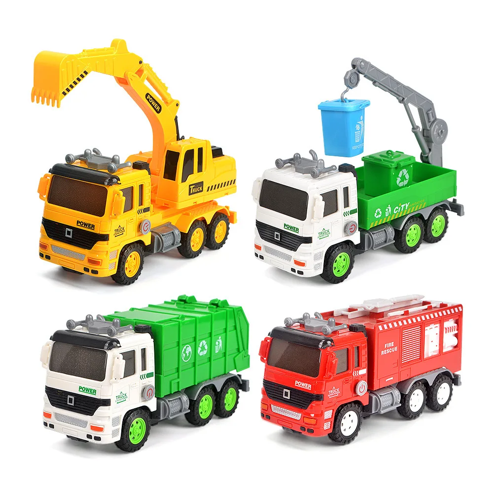 Inertia car construction truck children\'s fire truck model sanitation truck excavator toys for boys toys