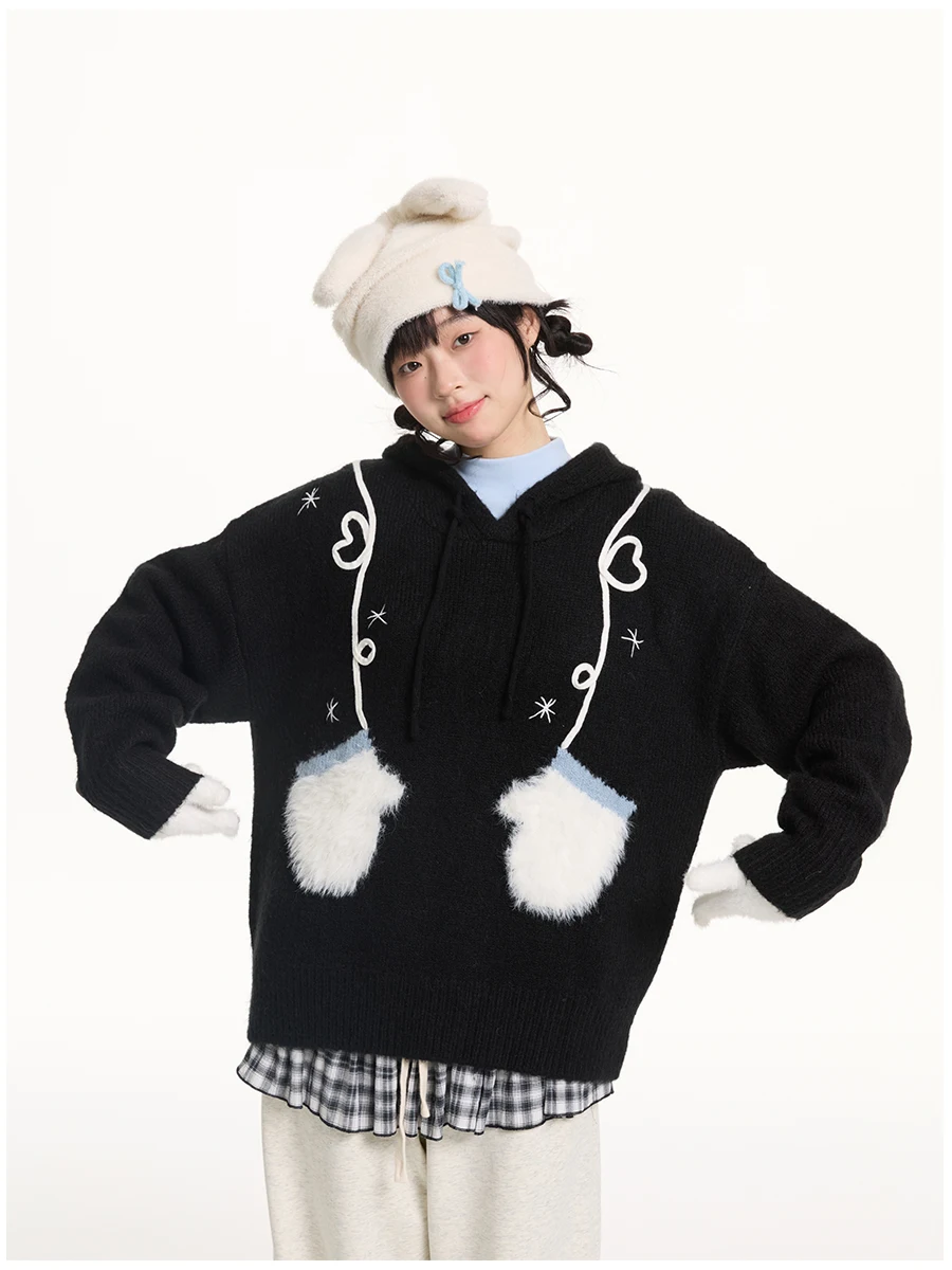 

Мягкий вязаный свитер-худи из смесовой акриловой шерсти, прямого кроя, удлиненный рукав, осенне-зимняя мода