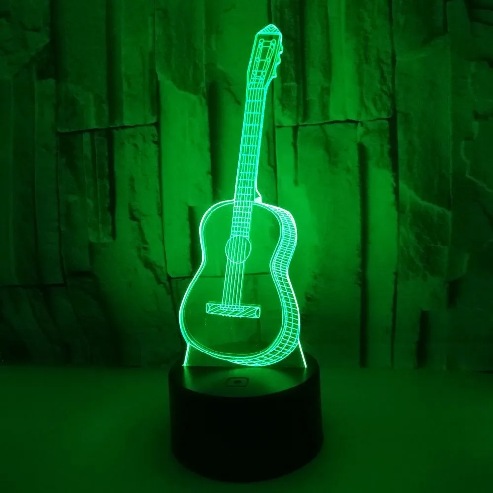 Guitar 3D Led Lamp 7 Color Change USB 3d led Light for baby sleeping Nightlight Kids holiday gift