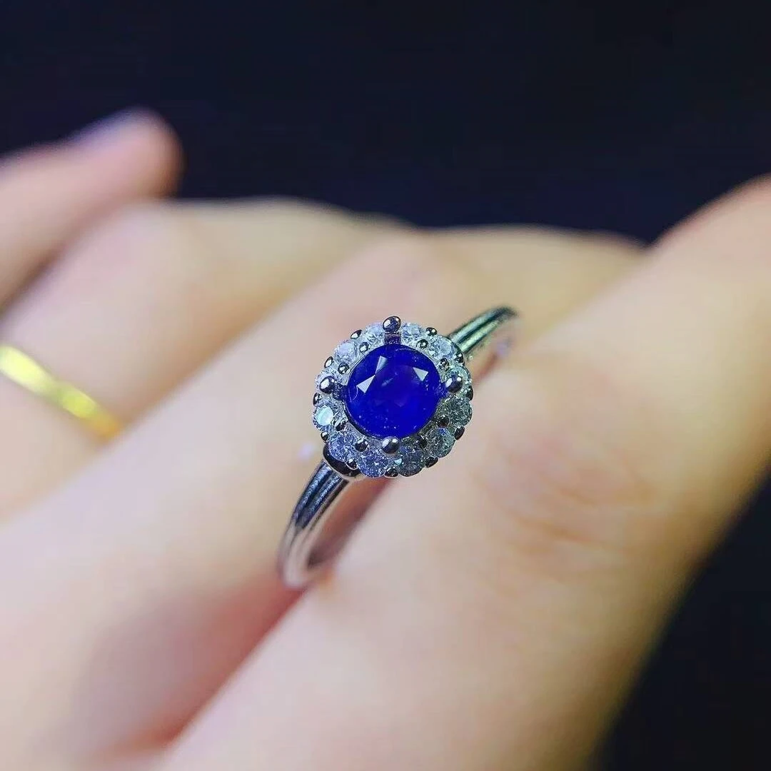 KJJEAXCMY 925 sterling silver inlaid with Natural Sapphire Ring, simple elegant, transparent texture professional testing