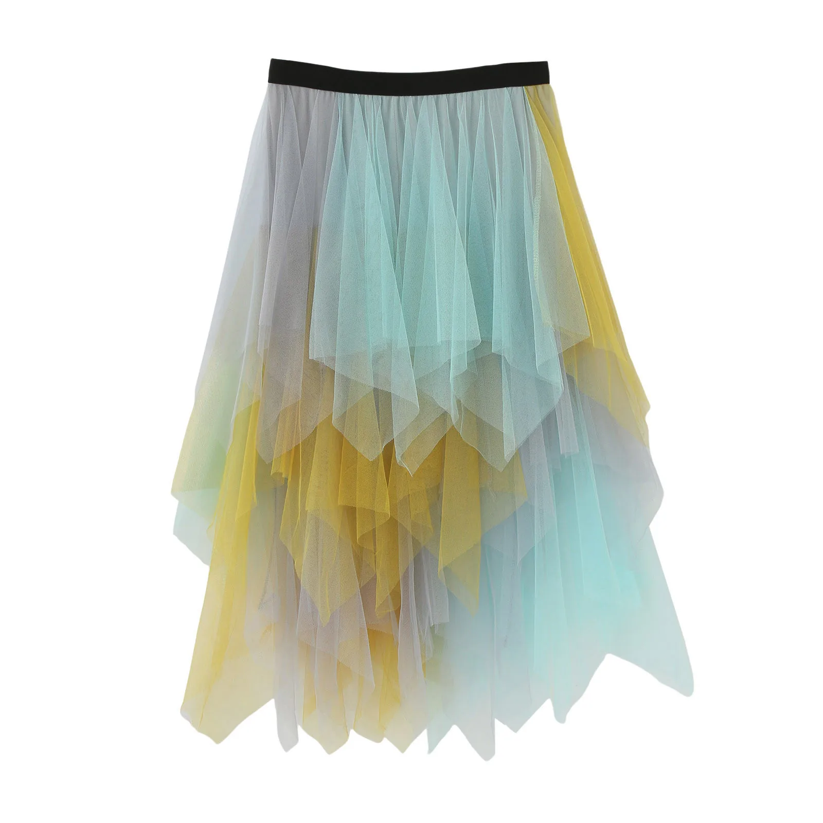 Women's Tulle Skirt Ruffle Multilayer Mesh A Line Tier Tutu Prom Skirt Overalls Women Leather Skirt Flared A Line Midi Skirts