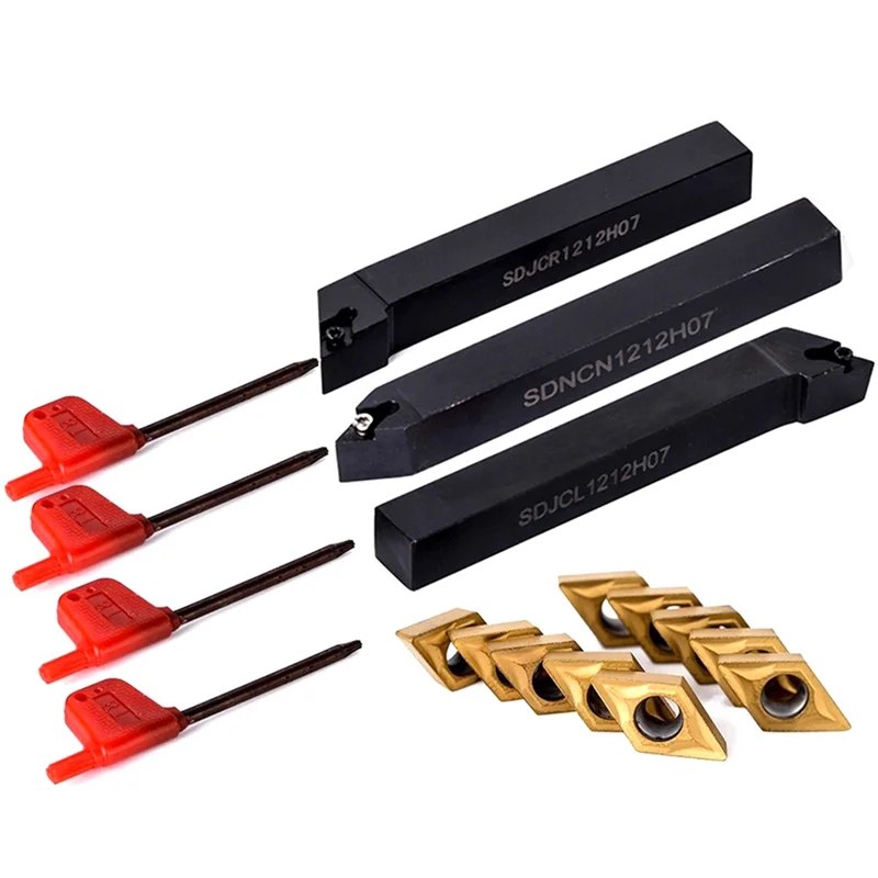 

TFTP-4X 12Mm Lathe Turning Tool Holder Boring Bar DCMT 10Pcs 0702 Carbide Insert Handle Andwrench Forlathe Turning Tool