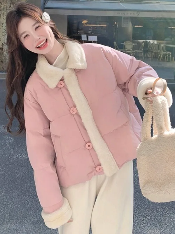 

Зимняя утепленная куртка-пуховик для женщин, теплая, свободного кроя, в корейском стиле, с капюшоном, из смесового хлопка, длинный рукав