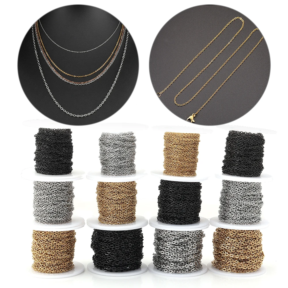 10 ياردة/لفة سلاسل الفولاذ المقاوم للصدأ 1/1.5/2/2.5/3 مللي متر تويست ربط سلسلة لصنع المجوهرات عقد دي اي واي سوار لوازم بالجملة