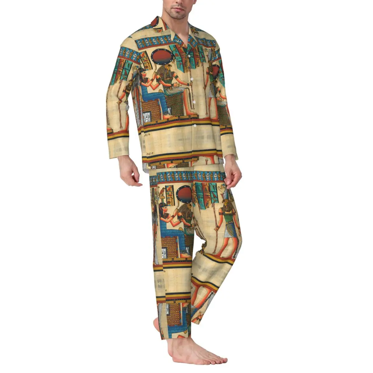 Halloween Pajamas Egyptian Gods And Goddess Men's Winter Pajamas Set