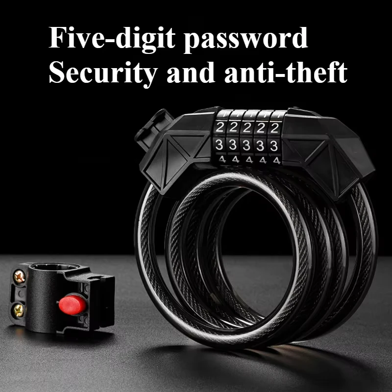 

Bicycle Five-digit Combination Lock Ring Type Steel Cable Lock Road Mountain Bike Lock Motorcycle Wire Cycling