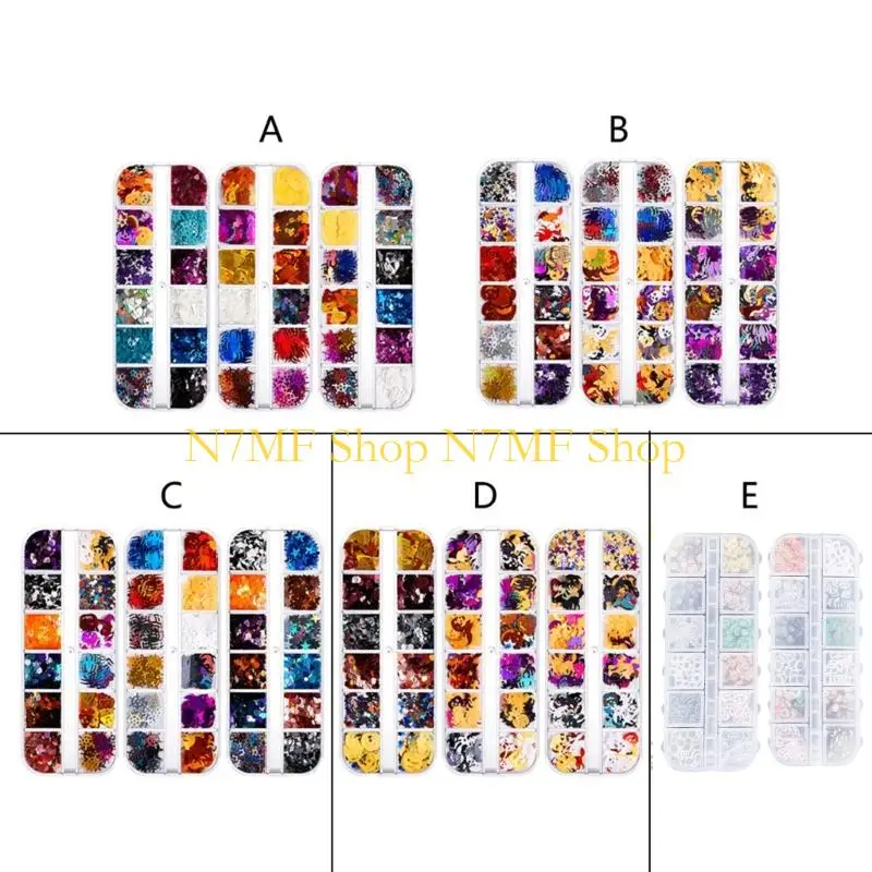

N7MF Halloween Glitter Sequins Flakes Resin UV Epoxy Mold Filler Art Decorations