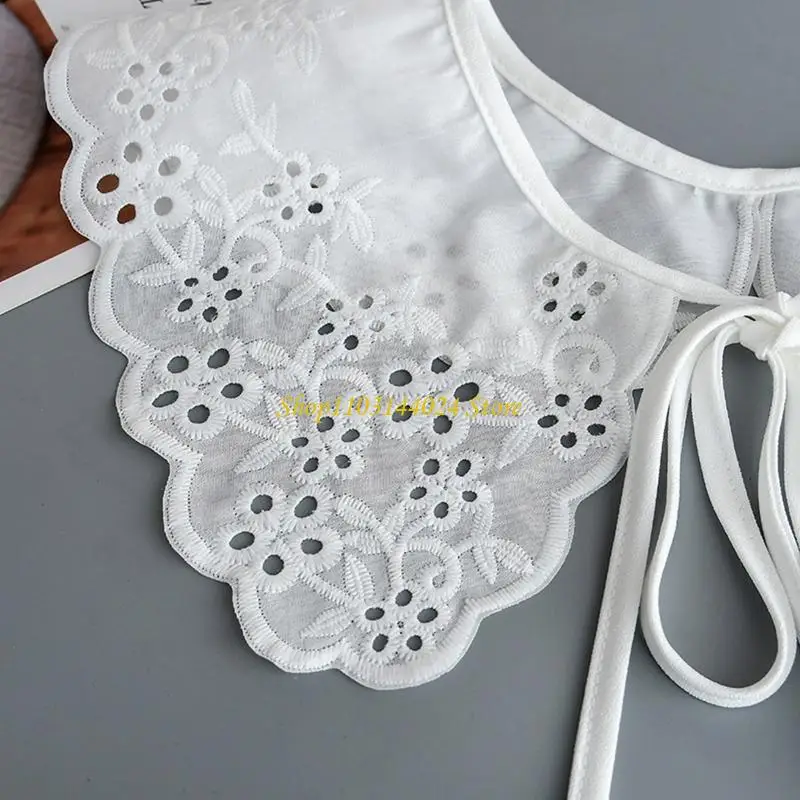 

N5KE Women Sweet Girls Multifunctional искусственная воротника Шаль Холлоу вышивая маленькая цветочная шарф