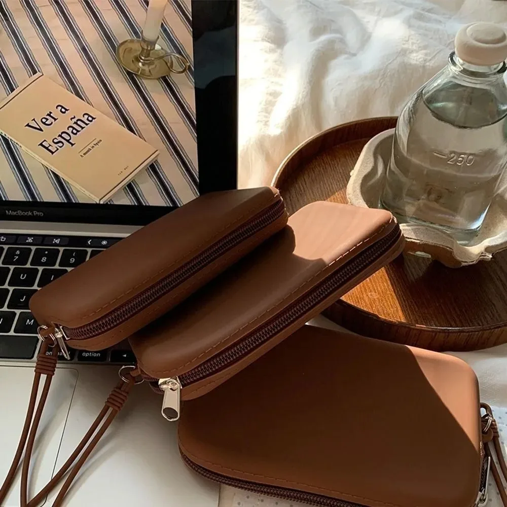 Portable Silicone Coin Purse Zipper Solid Color Travel Pouch Waterproof Stationery Bag Students