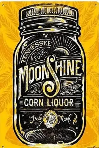 MOONSHINE METAL TIN SIGN MAN CAVE MOONSHINE MASON JAR TENNESSEE BAR DECOR ART sign