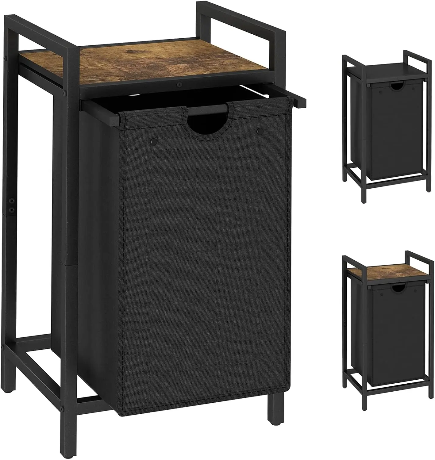 

Two-Color Laundry Basket with Removable Bag and Top Shelf, Space-Saving Hamper for Bedroom, Bathroom