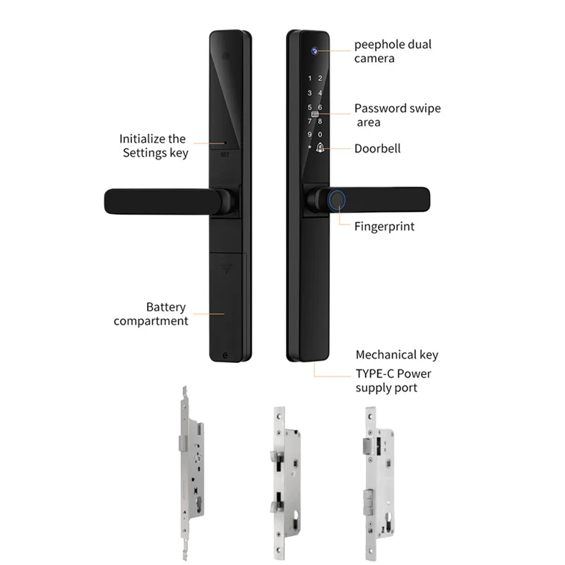 Glomarket Outdoor Waterproof Tuya Digital Lock Aluminum Alloy Biometric Fingerprint Smart Sliding Door Lock