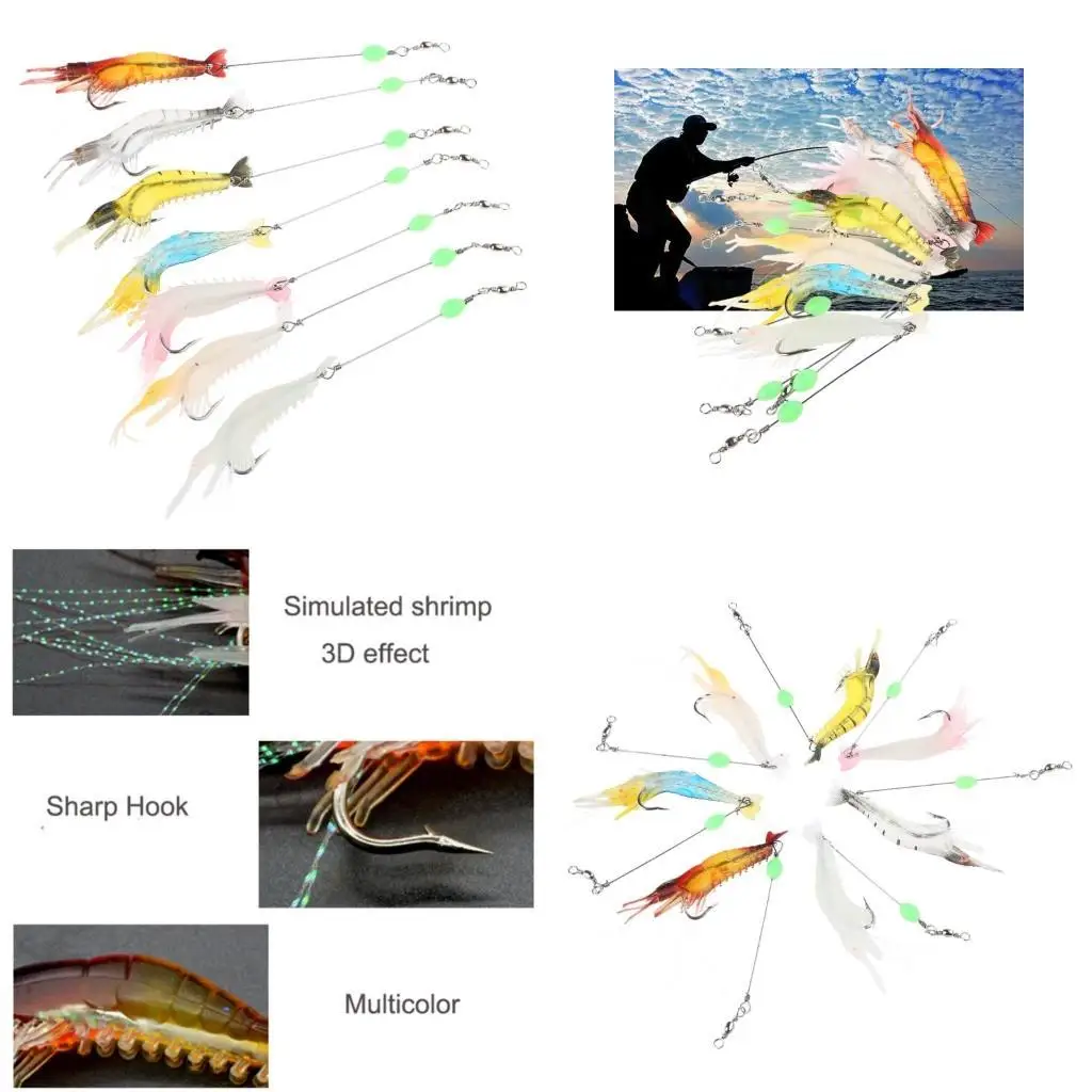 

Y1UC 7 Pcs Saltwater Shrimp Fishing Lures Artificial Lures Silicone Soft Shrimp Baits for Freshwater Saltwater Durable