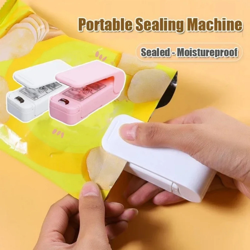 1pcs Mini Seal Machine Heat Bag Sealing Machine Package Sealer Bags Thermal Food Bag Closure Clip Handheld Food Heat Sealer Tool