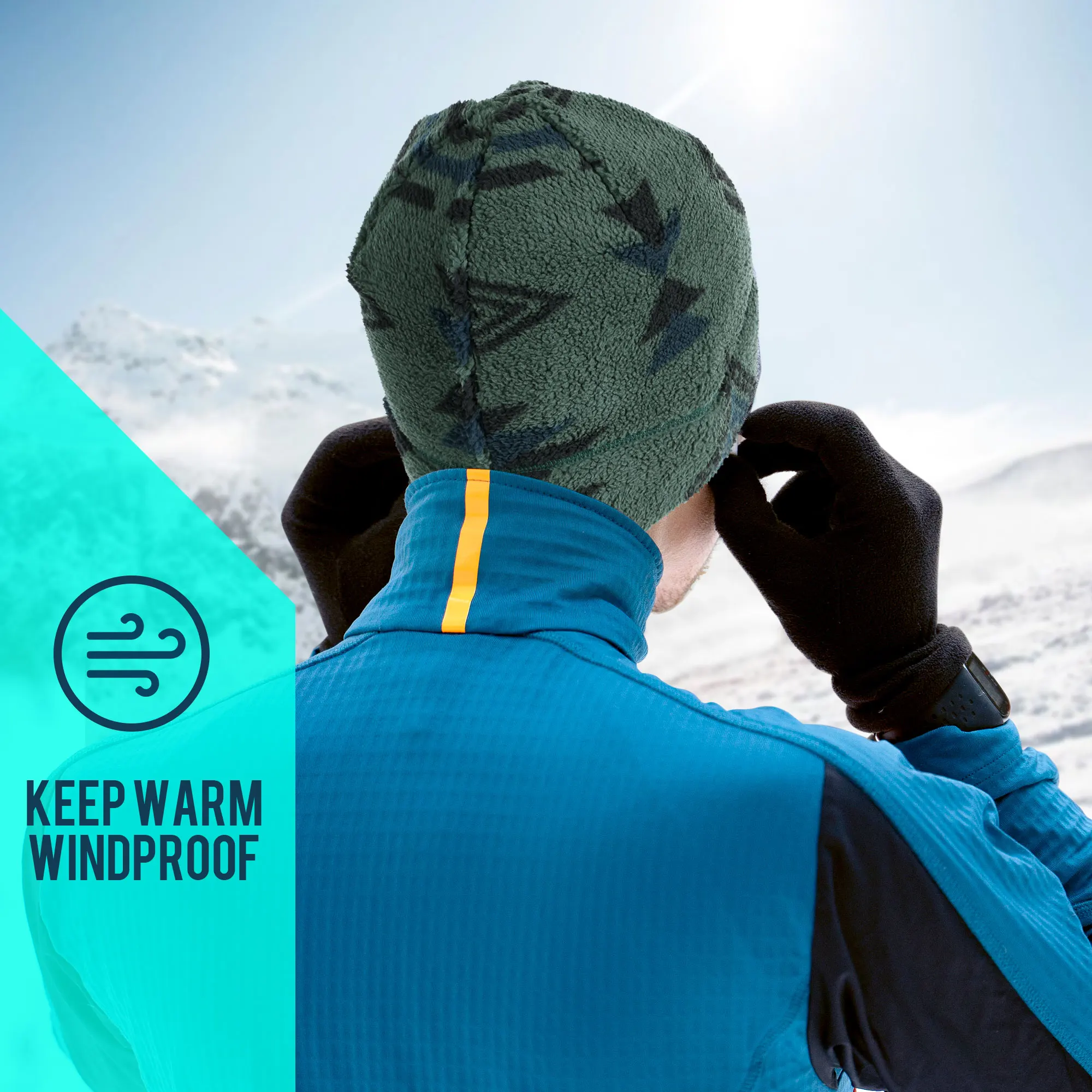 Winter Fleece Hiking Beanie Warm Outdoor Headwear Men Women Windproof Thermal Skull Cap for Skiing Cycling Camping Snowboarding
