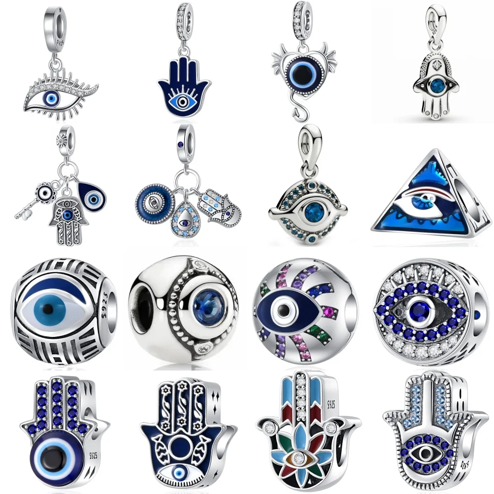 New 925 Sterling Silver Magic Eye Charm of ley 925 Chain Beaded Fit Original Pendant Bracelet DIY Ladies Jewelry