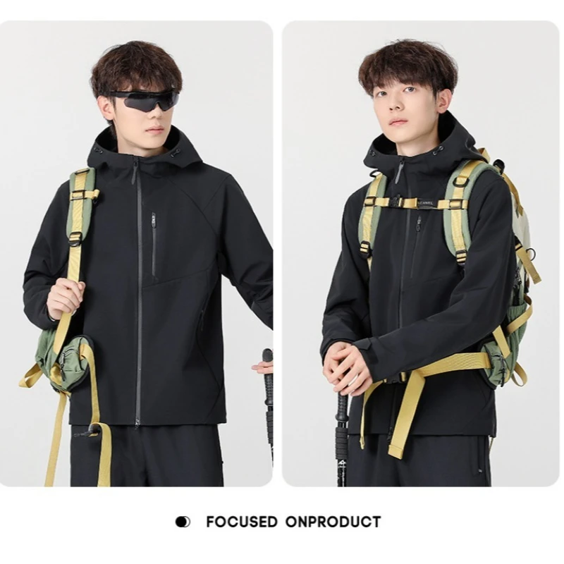 Soft shell jacket seamless glue windproof waterproof outdoor jacket hiking mountaineering suit men
