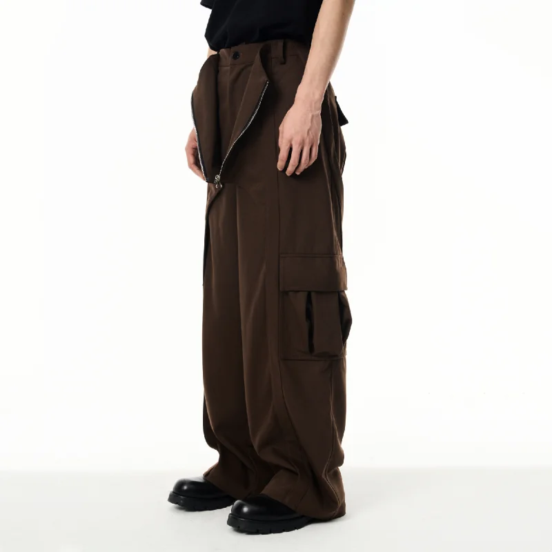 

New men's spring and autumn free ironing all straight casual wide leg pants original large size loose cargo pants