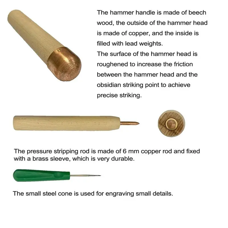 M12K-For Pros And Beginners Stone Crafting Kit For Arrowheads And Primitive Tools For Obsidian