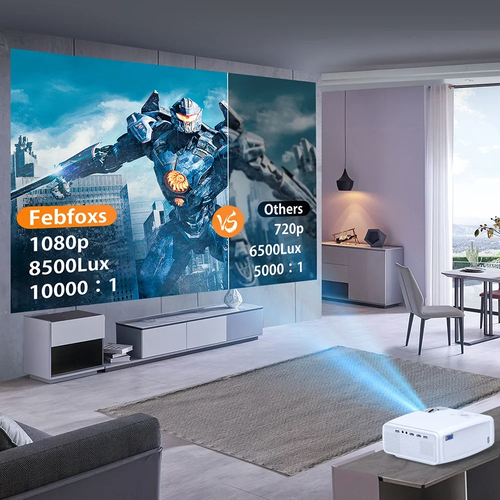 Ginger Projection Spectrum, Wifi, Bluetooth, Wiata, US 1080p, Full HD, QurSpectrum, Portable, 8500 Lumens, Retroproject, Supporte la Ration 4K, 4P