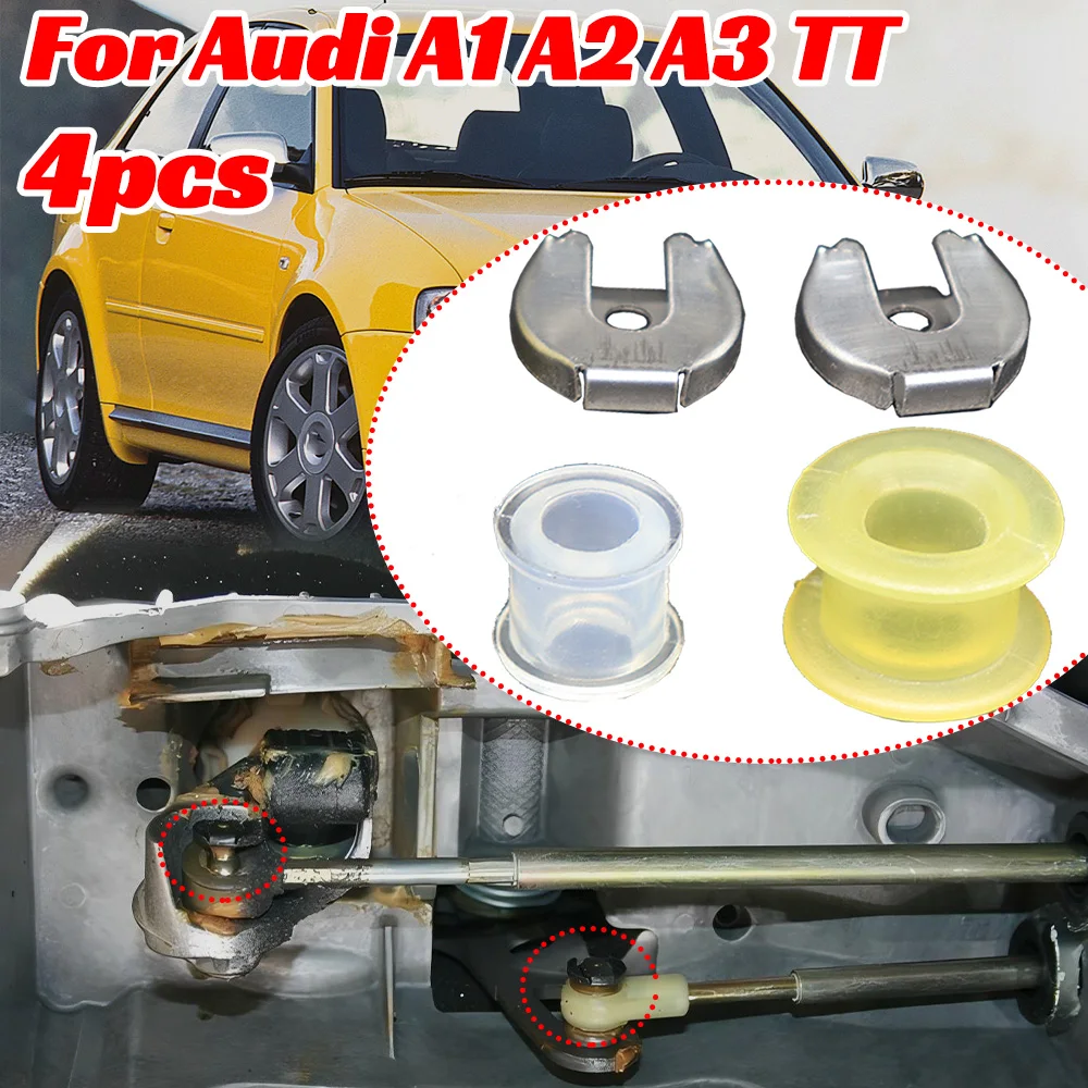 For Audi A3 8L 8P 4pcs Gearshift Cable Gearbox Control Bushing Lock Washer Gear Shifter Selector Lever Linkage End Rod 1996-2012