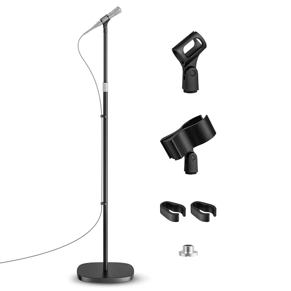 

Free Shipping Microphone Stand, Universal Detachable Mic Floor Stand with Compact Weighted Base, Height Adjustable From 22’’ to