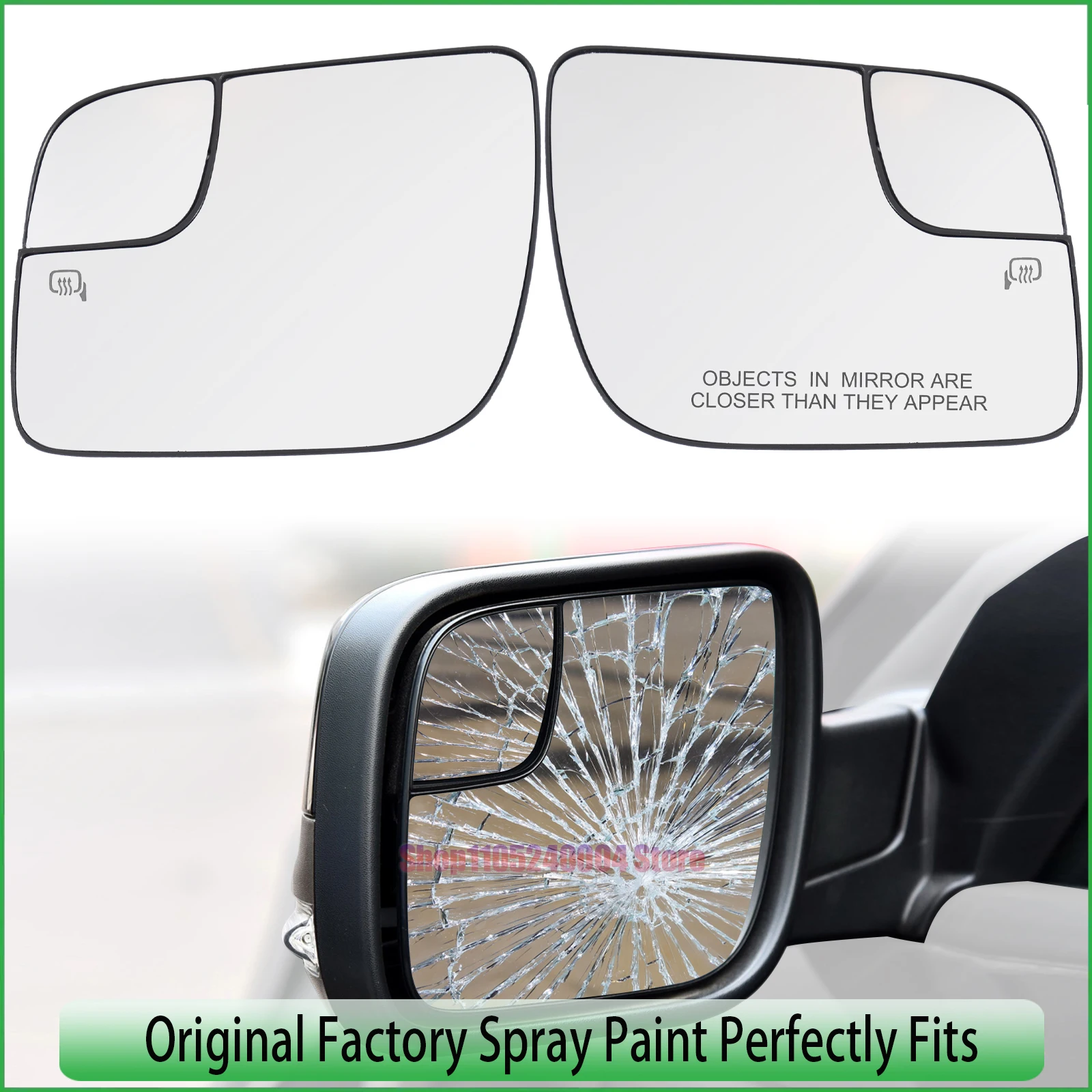 Heated Door Rearview Mirror Convex Glass Lens Reflector Compatible For Ford Explorer 2011-2017 BB5Z17K707L BB5Z17K707A