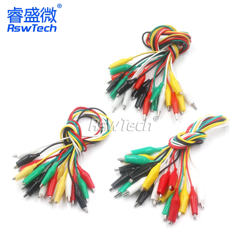 1Lot/10pcs Double Header Alligator Clip Power Test Line Chromatic Wire Small/Medium/Large Experimental Component