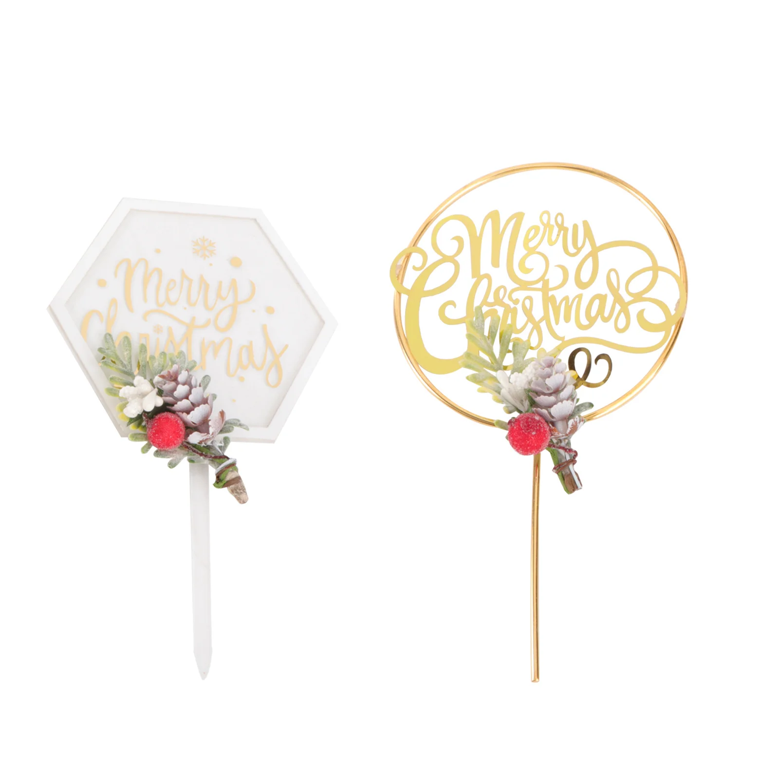 2 szt. Dekoracje świąteczne do ciast, ozdoby na przyjęcia, patyczki do dekoracji babeczek, dekoracje do pieczenia