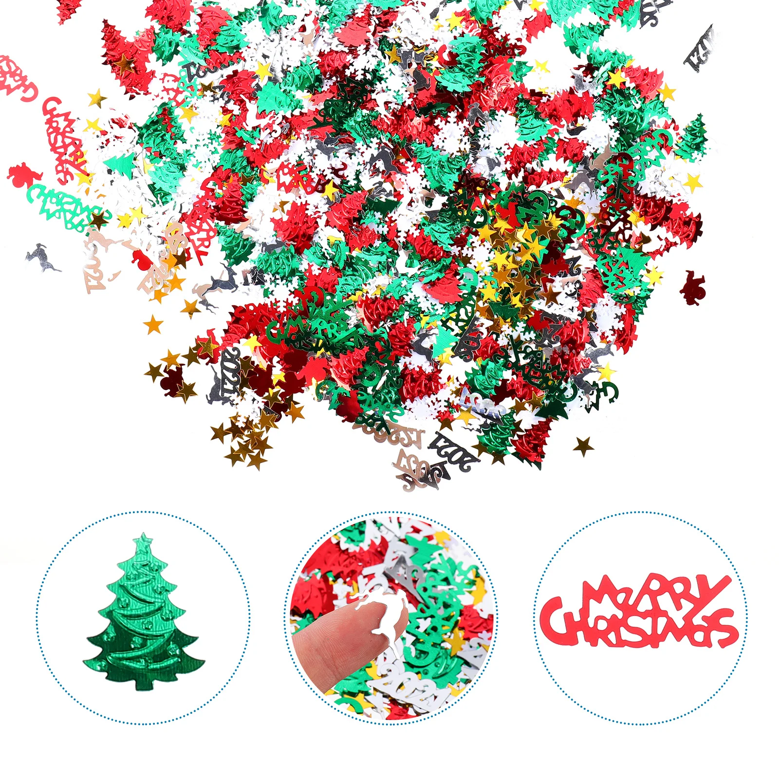 

100G Christmas Shiny Plastic Sprinkles For Party Decorations Xmas Festival Christmas Theme Confetti Wedding Confetti