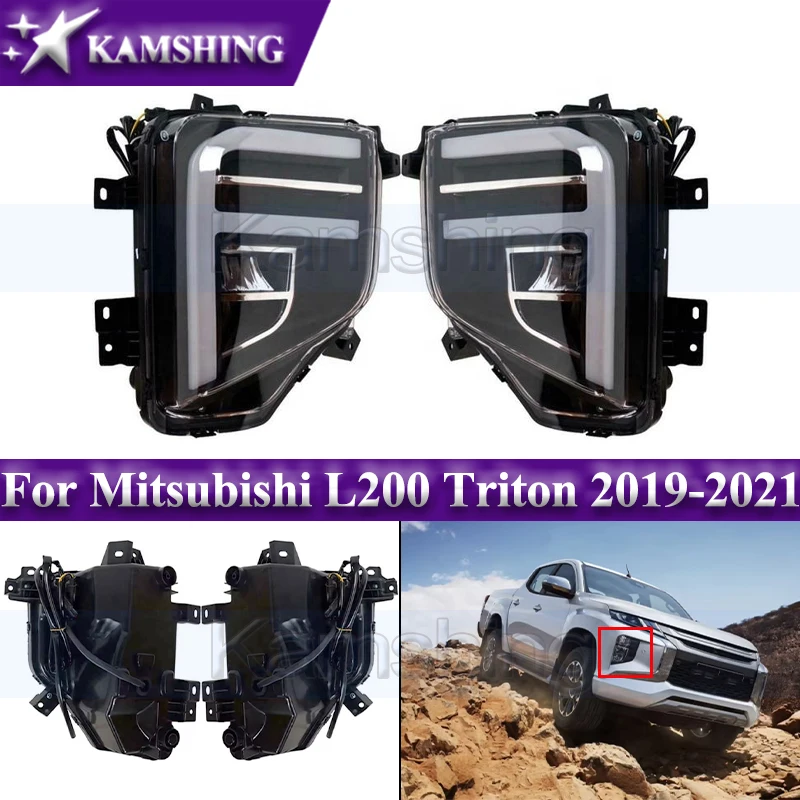 

Kamshing 1pair LED Daytime Running Light For Mitsubishi L200 Triton 2019-2021 Front Bumper Foglamp Driving lamp Signal Light