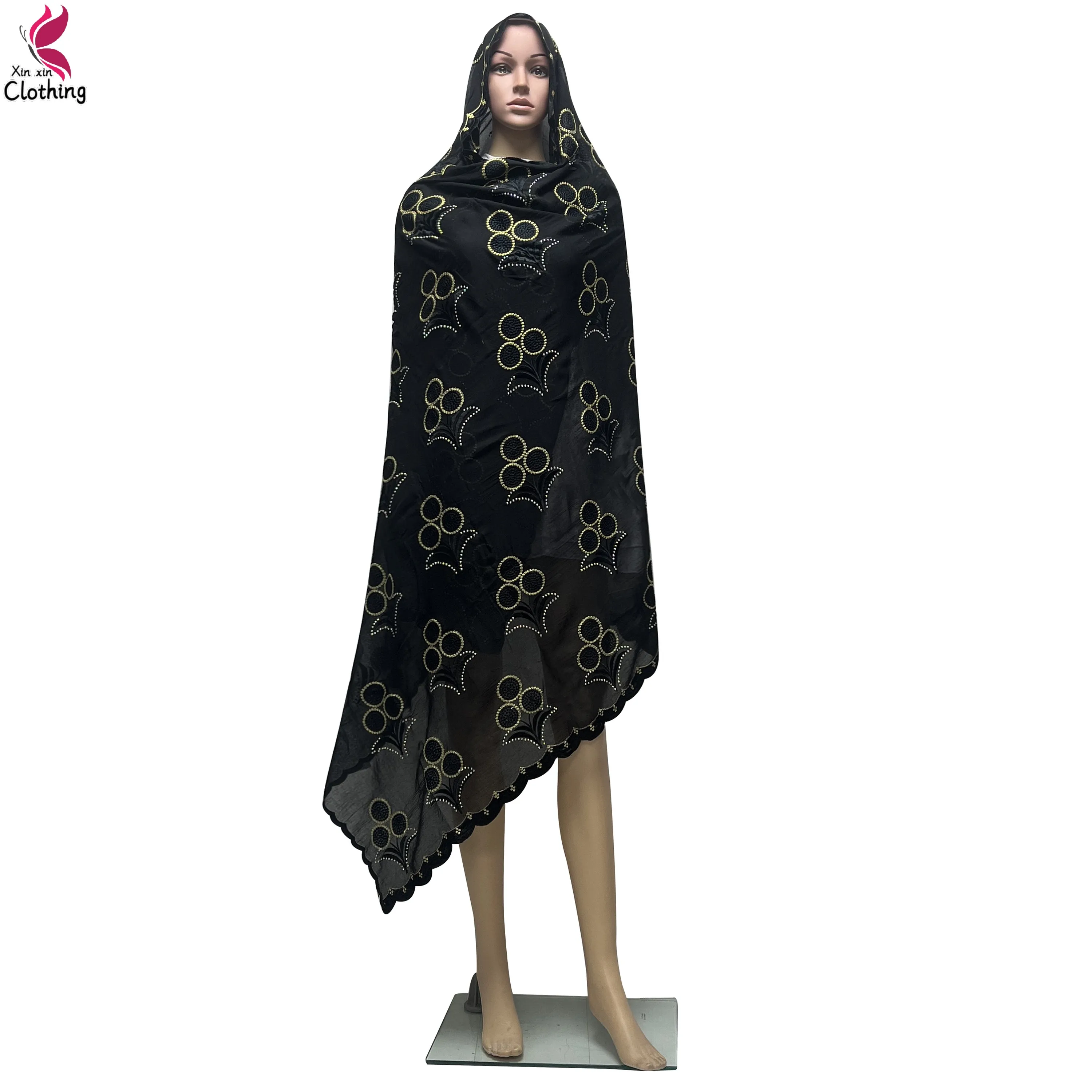 Muslimischen Neue Design Mode Schal Afrikanische Frauen Schals Diamant Stickerei Baumwolle Großen Schal Islam Frauen Hijab für Schals Pashmina
