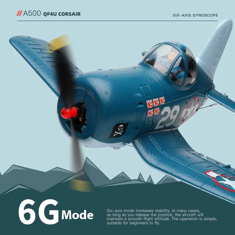 New Weili Xka500 Four Channel Remote-Controlled Aircraft Q-Version F4u Pirate Electric Aviation Model Fixed Wing Aircraft