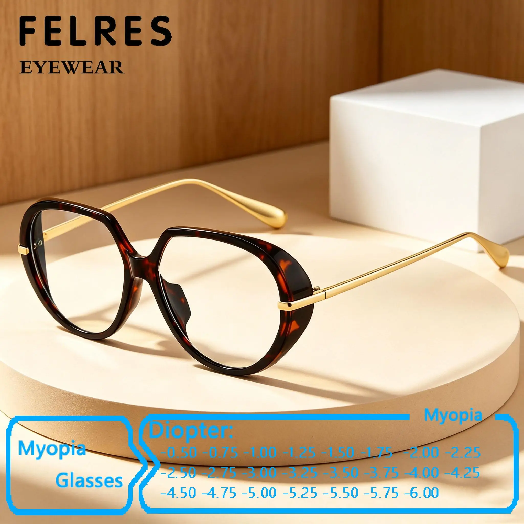 -0.5 To -6.0 Anti Blue Light Myopia Glasses Men Women Classic Pilot Large Frames Nearsighted Eyewear Customize Negative Diopter