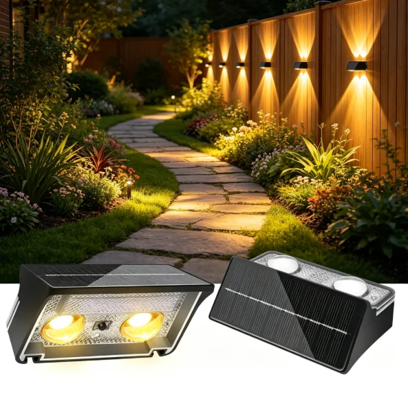 IP65 Waterproof Colorful Solar Wall Step Lights Auto Dusk‑to‑Dawn Outdoor Solar Fence Lights for Deck Stairs Pathway Patio