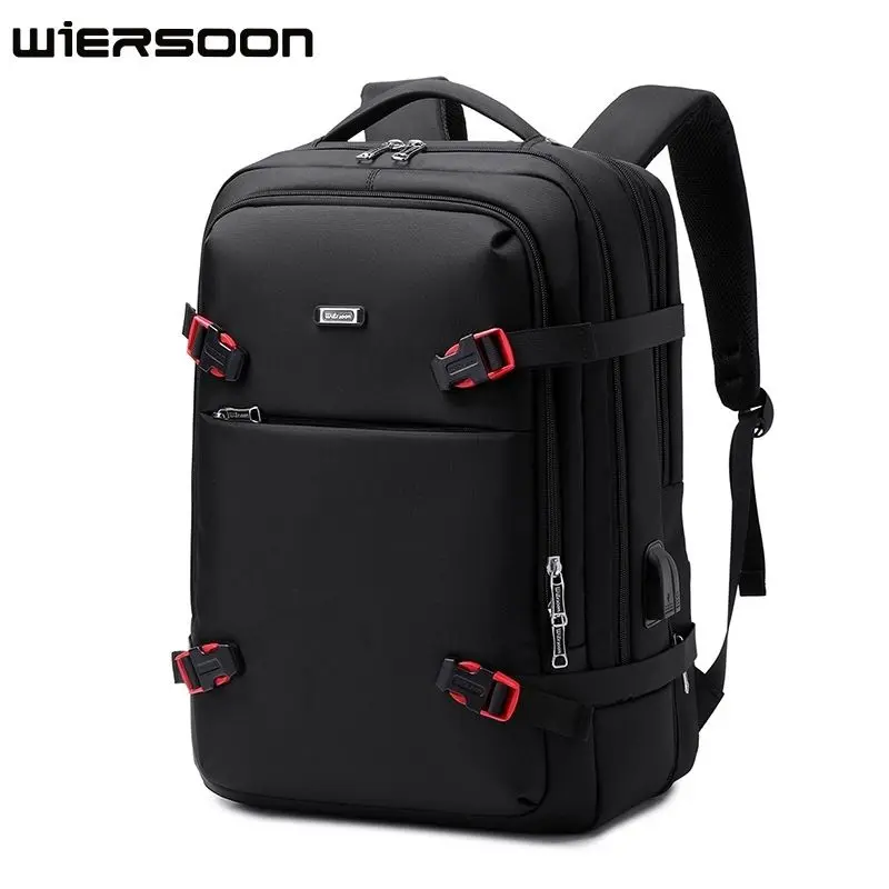 

WIERSOON 49*34*21 Male Expandable Large Capacity Traveling Backpack for 17 inch Laptop Men's Backpack Approved Weekender Bag